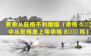 男命从旺格不利婚姻（命格 🐦 中从旺格是上等命格 🐋 吗）